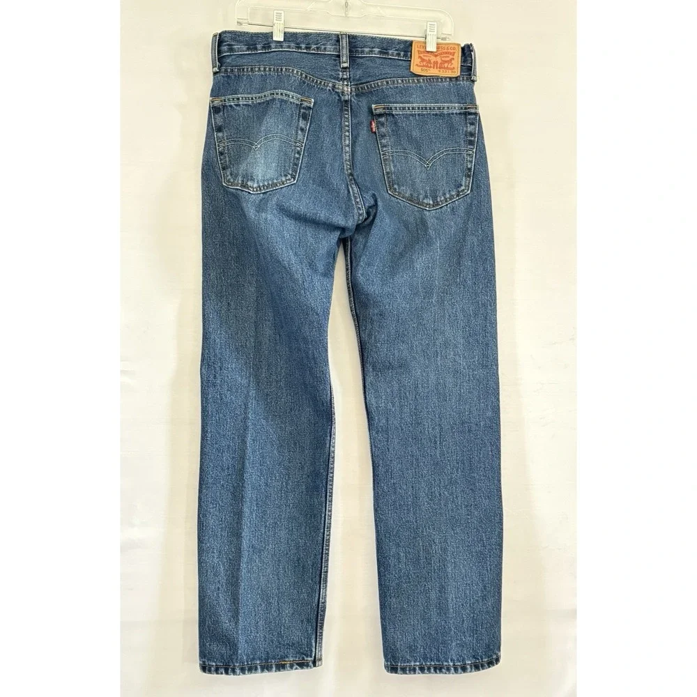 Levis 505 Jeans Mens 33x30 Blue Medium Wash Regular Straight Stretch Denim Pants